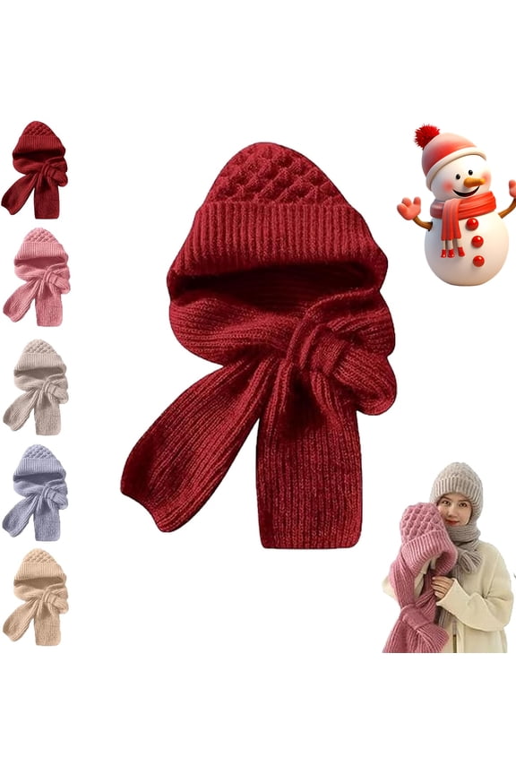 Friendlyk Winter Versatile Knitted Hooded Scarf, Hooded Scarf for Women, Hat with Scarfs Attached