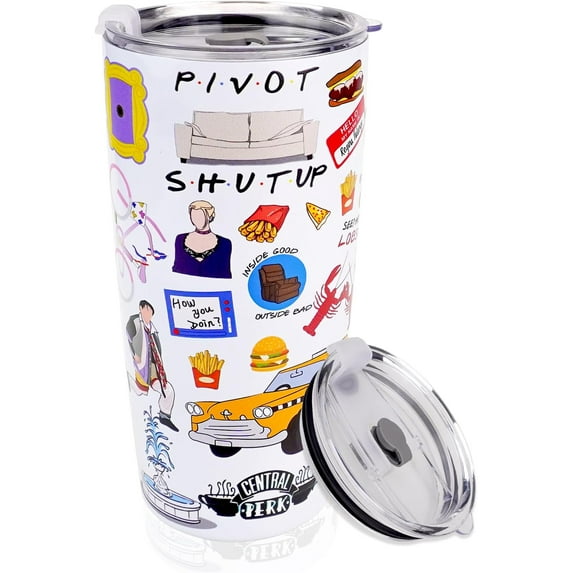 Friends 20 oz Stainless Steel Tumbler with Lids,Friends TV Show Merchandise,Friends TV Show Gifts,Friends Coffee Tumbler,Double Walled Insulated Tumbler Travel Coffee Cup Keeps Drinks Cold & Hot