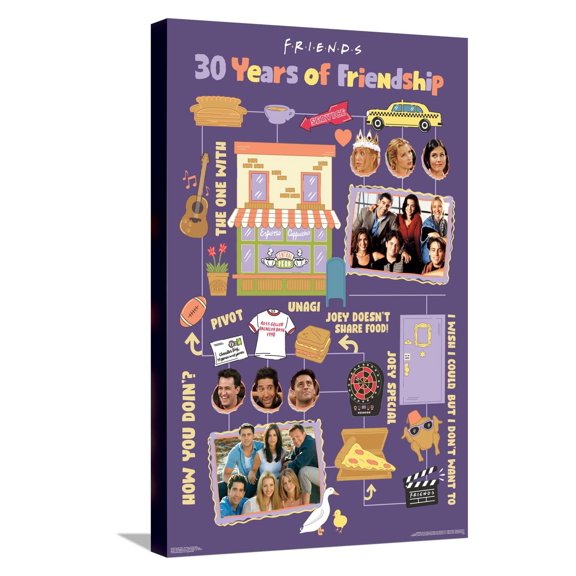 Friends 30th - 30 Years of Friendship Canvas Wall Poster, 14.725" x 22.375"