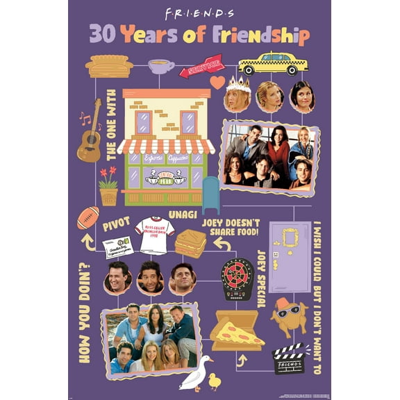 Friends 30th - 30 Years of Friendship Wall Poster, 22.375" x 34"