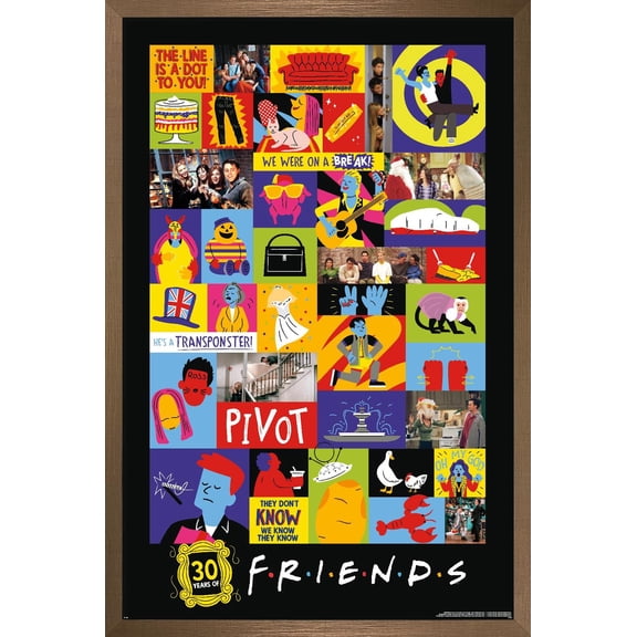 Friends 30th - Grid Wall Poster, 22.375" x 34" Framed