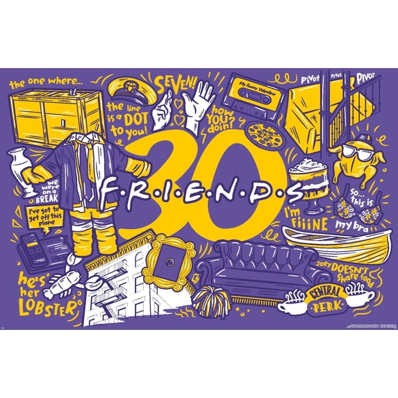 Friends 30th - Purple Wall Poster, 22.375" x 34"