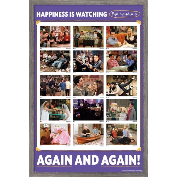 Friends 30th - Watching Again Wall Poster, 14.725" x 22.375" Framed