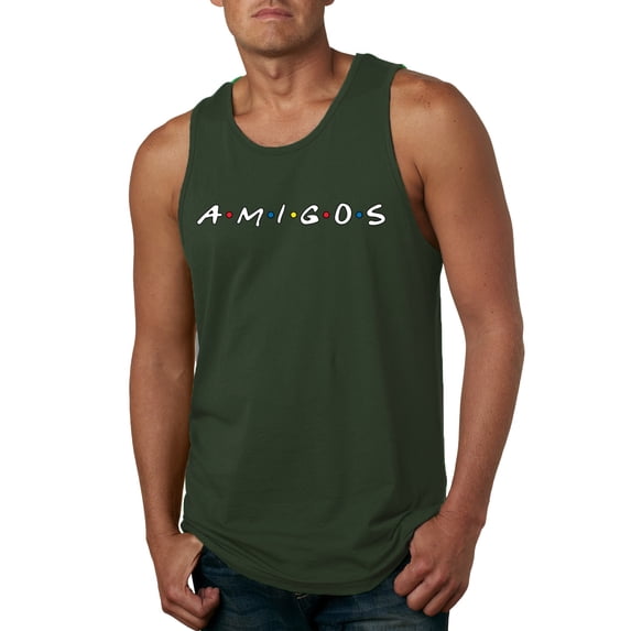 Friends Amigos Parody Pop Mens Graphic Tank Top, Forest Green, Large