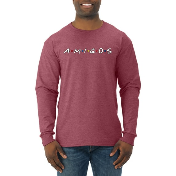 Friends Amigos Parody Pop Mens Long Sleeve Shirt, Vintage Heather Red, X-Large