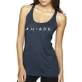 thumbnail image 1 of Friends Amigos Parody Pop Tri-Blend Racerback Tank Top, Vintage Navy, Medium, 1 of 3