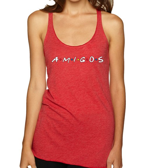 Friends Amigos Parody Pop Tri-Blend Racerback Tank Top, Vintage Red, X-Large