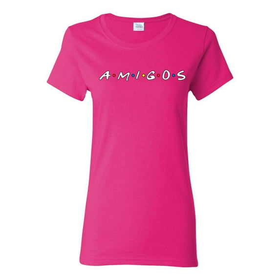 Friends Amigos Parody Pop Womens Graphic T-Shirt, Fuschia, Large