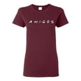 thumbnail image 1 of Friends Amigos Parody Pop Womens Graphic T-Shirt, Maroon, X-Large, 1 of 3