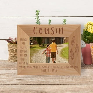 5x7 COUSINS ~ Landscape Cream Mat & Fruitwood Picture Frame ~ Holds a 4x6  or Cropped 5x7 Photo ~ Gift for a Cousin