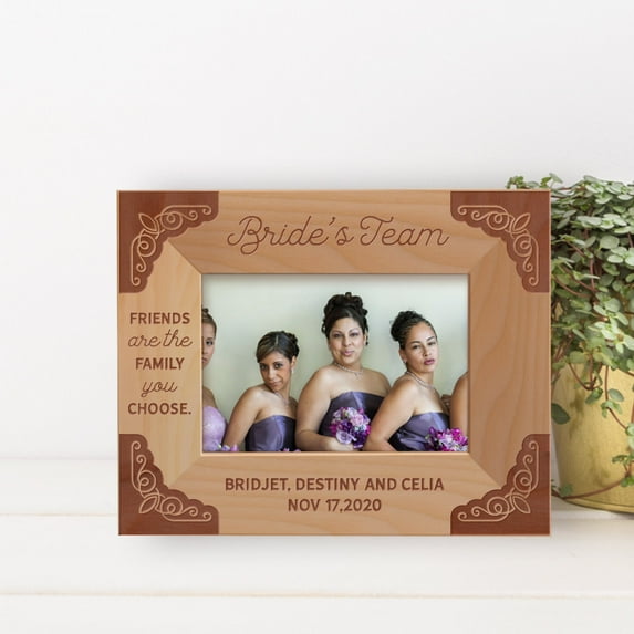 Friends Are The Family You Choose Personalized Wooden Frame-5" x 3 1/2" Brown Horizontal