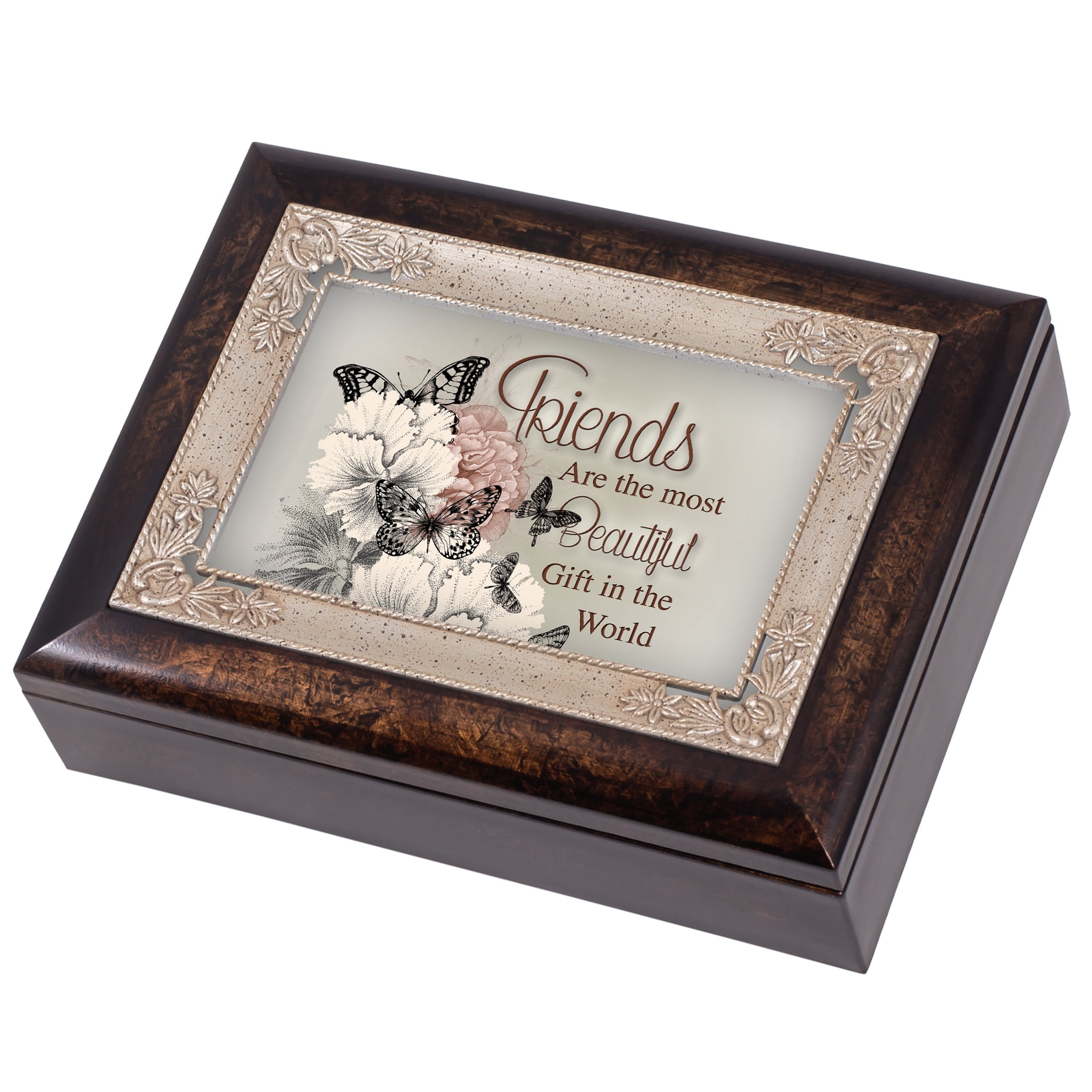 Cottage Garden Friends Burlwood Jewelry Music Box - Plays "Wind Beneath My Wings", Sentimental Gift - View #3