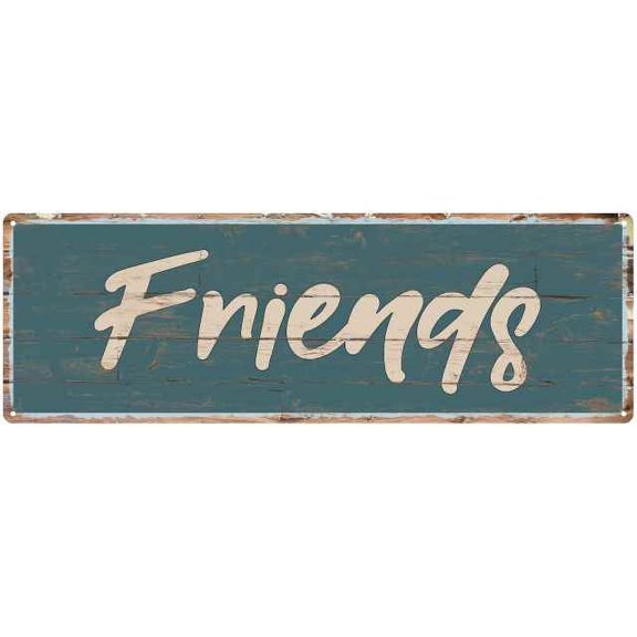 Friends Beach Style Wood Look Sign Gift Green 8x24 Metal Decor 108240086011