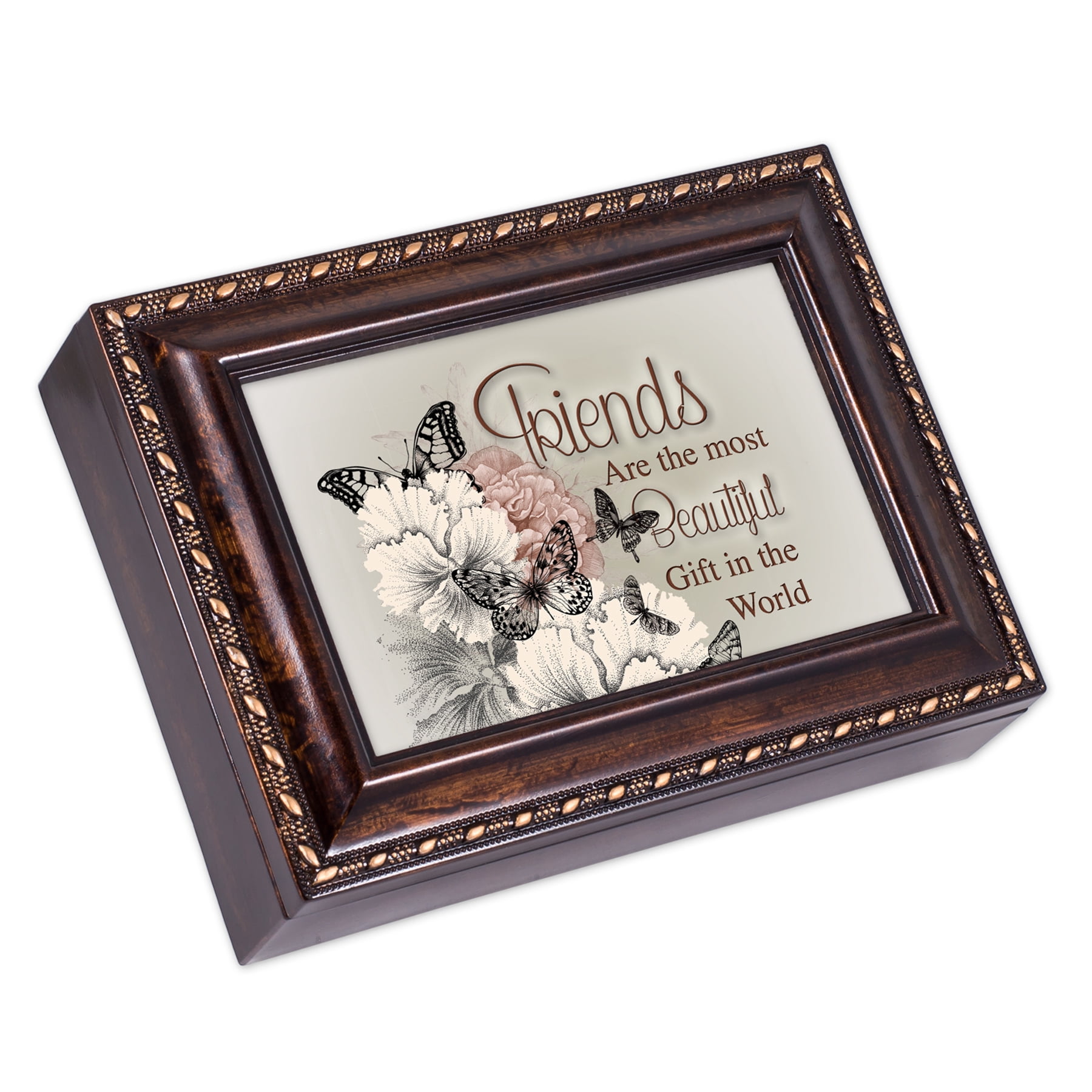 Cottage Garden Friends Burlwood Jewelry Music Box - Plays "Wind Beneath My Wings", Sentimental Gift - View #5
