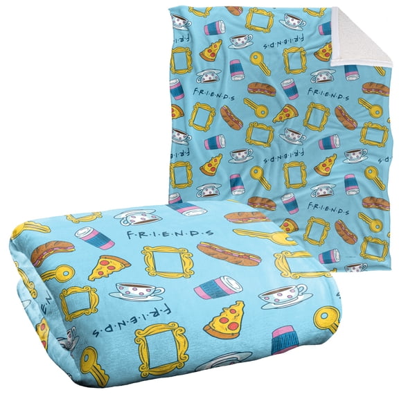 Friends Blanket, 50"x60", Food Pattern Silky Touch Sherpa Back Super Soft Throw Blanket