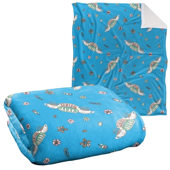 Friends Blanket, 50"x60", Perk Pattern Silky Touch Sherpa Back Super Soft Throw Blanket