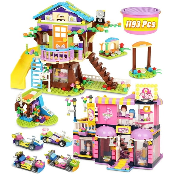 Friends Building Blocks Kit, 1193 Pcs ENP Building Toy for Kids, Tree House Hair Salon Stem Toy, Gifts for Boys Girls Ages 6-12