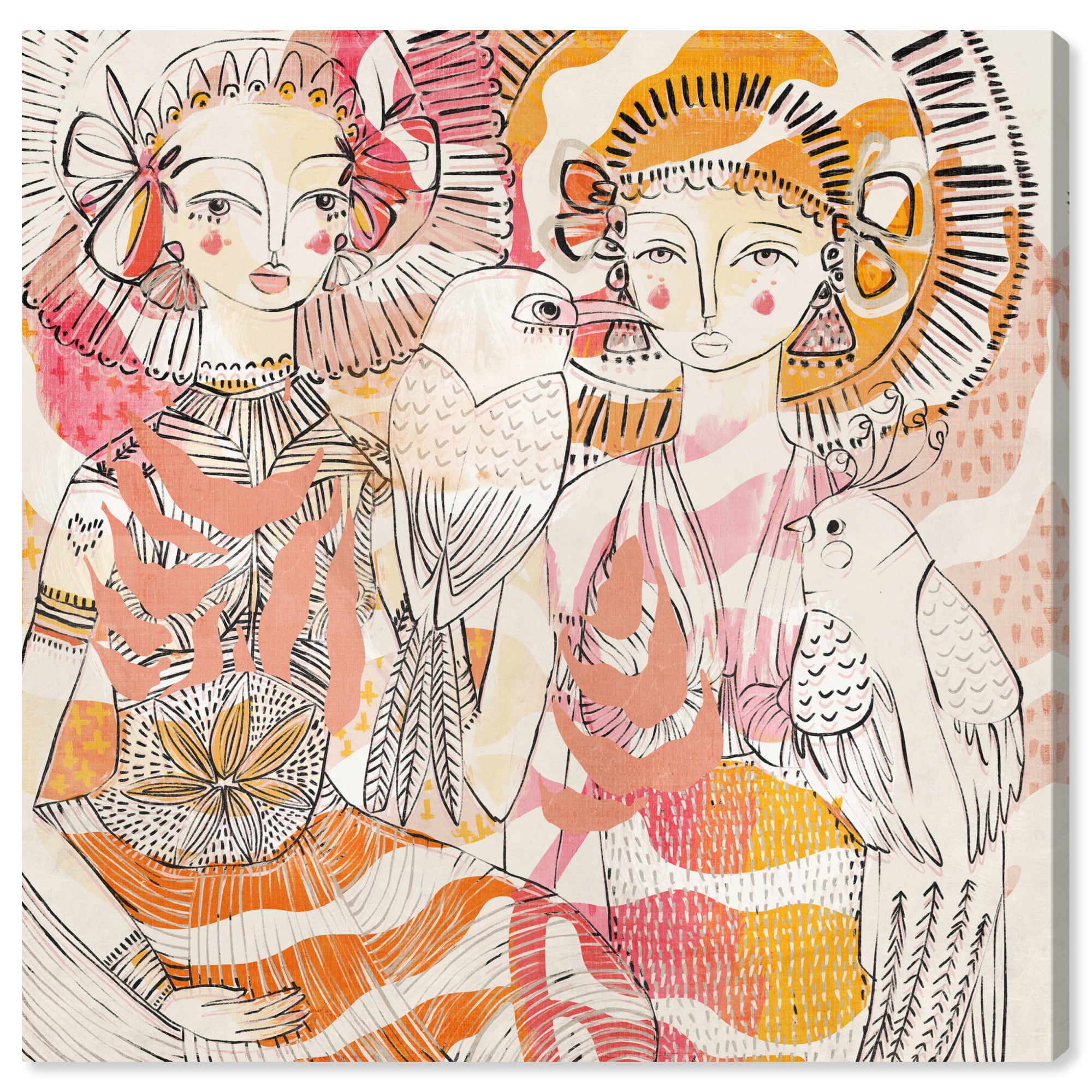 Friends Boho Maximalist Canvas Wall Art, 12" x 12"