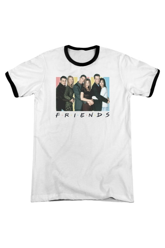 Friends Cast Logo Adult Ringer T-Shirt White Black