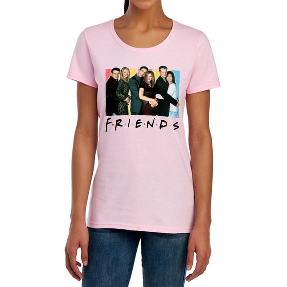 Friends Cast Logo Women's T Shirt, Pink, Large
