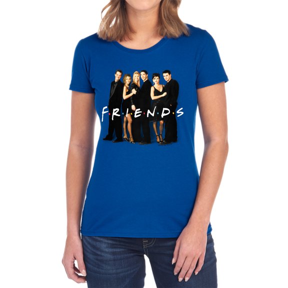 Friends Cast in Black Women's T Shirt, Royal, 2X-Large