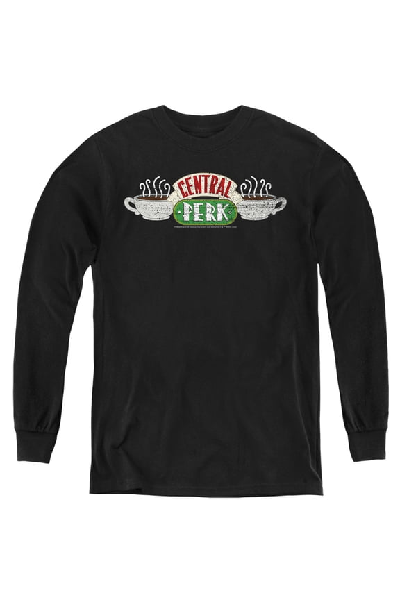 Friends Central Perk 1 Kids Long Sleeve T Shirt (Medium) for Youth Boys and Girls, Black