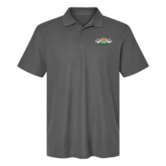 Friends Central Perk Logo Cotton Polo Shirt, Charcoal, Large