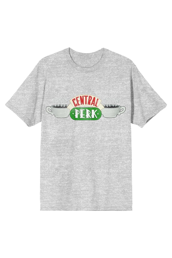 Friends Central Perk Logo Men's Athletic Heather Short Sleeve Crew Neck Tee-Small