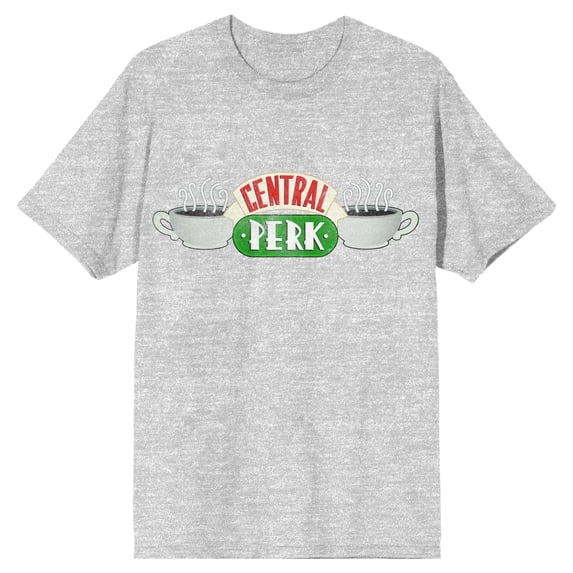 Friends Central Perk Logo Men's Athletic Heather Short Sleeve Crew Neck Tee-XL