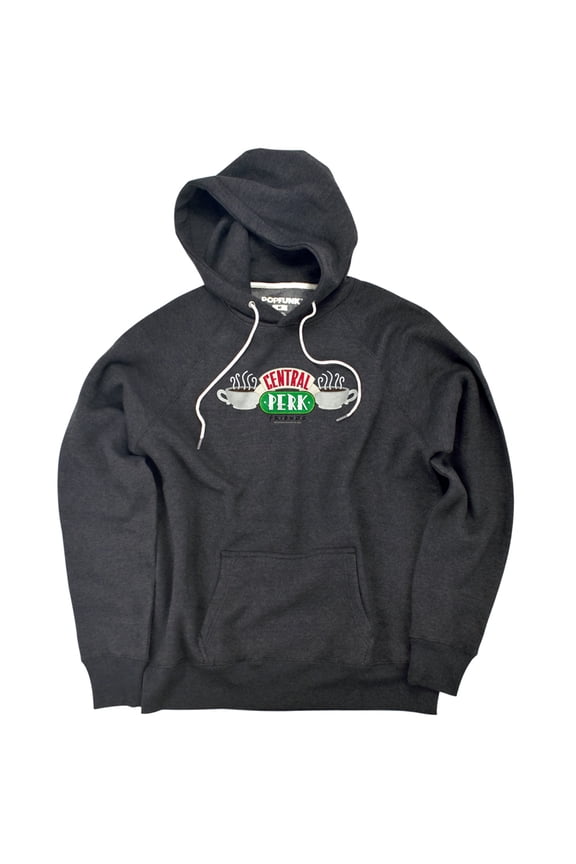 Central Perk Logo Unisex Adult Slim Fit Pull-Over Heather Hoodie, Charcoal, Small