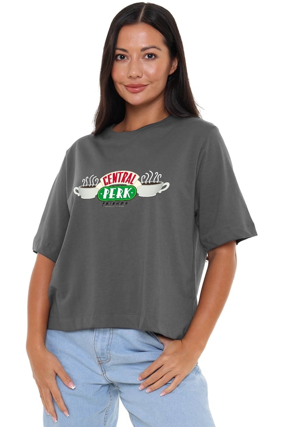 Central Perk Logo Women's Boxy Cropped T-Shirt Casual Graphic Tee