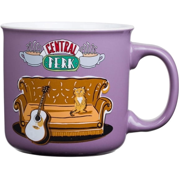 Silver Buffalo Friends Central Perk Smelly Cat Large Ceramic Camper-Style Coffee Mug for Cappuccino, Latte, Hot Cocoa or Hot Tea, 20 Ounces
