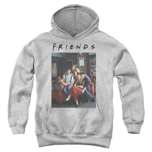 Friends Characters 1 Kids Pull-Over Hoodie (Large) for Youth Boys and Girls, Athletic Heather