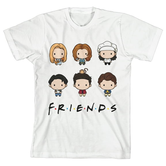 Friends Chibi Art Characters Toddler Boy's White T-shirt-2T