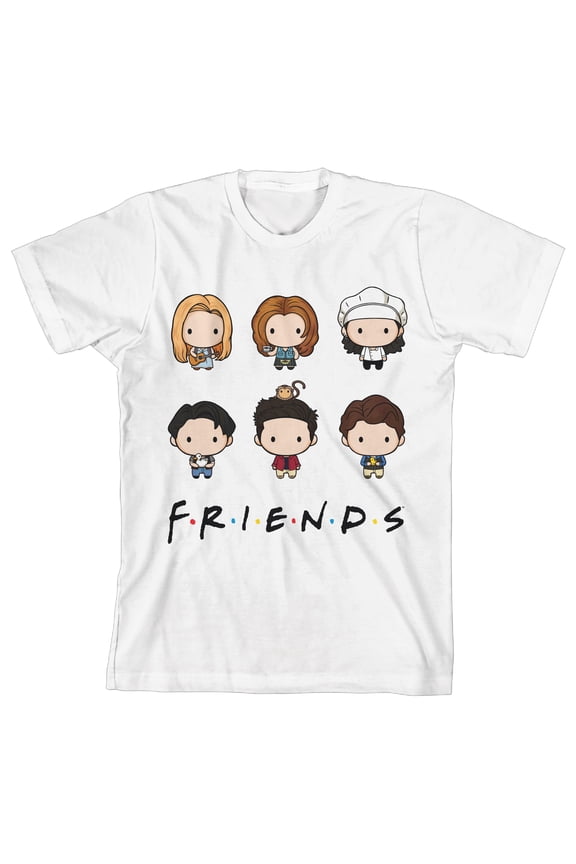 Friends Chibi Art Characters Toddler Boy's White T-shirt-2T