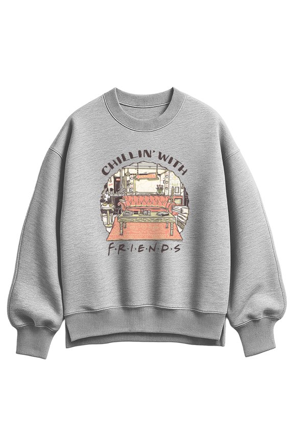 - Chillin With Friends - Women's Oversized Fleece Crew Sweatshirt