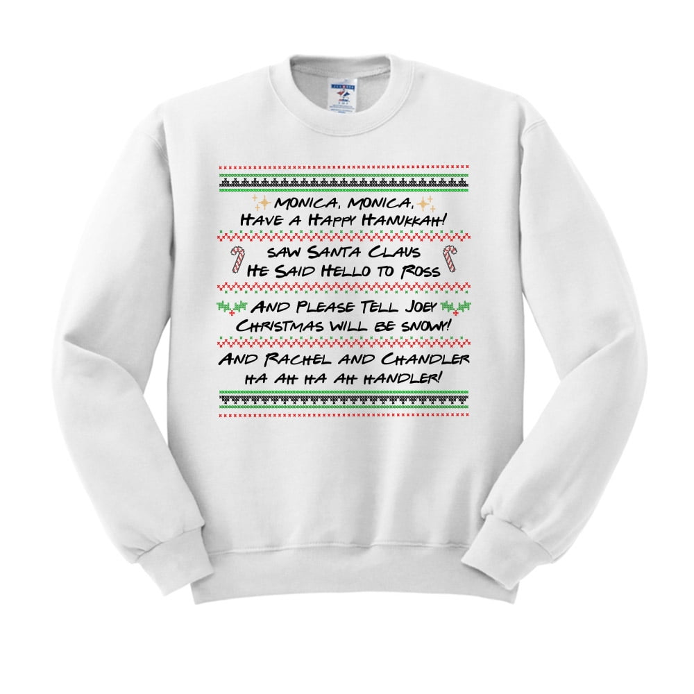 Friends Christmas Song TV Show Christmas Sweatshirt 2X Large White