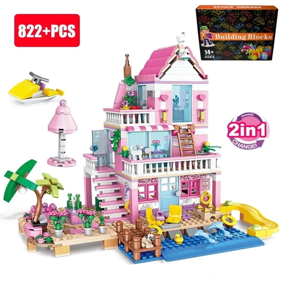 Friends City Tree House Summer Holiday Villa Castle Building Blocks Garden Swimming Pool Model Figures Toy For Kid Birthday Gift