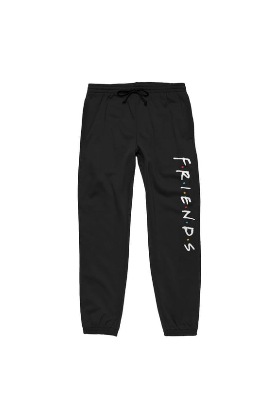 Friends Classic Dot Logo Adult Unisex Black Graphic Sweatpants-XS