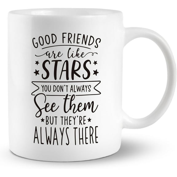 Friends Coffee Mugs, Good Friends Are Like Stars Coffee Mug Ceramic, Christmas Birthday Gifts For Women Friends, Friendship Gift For Female Mug Cup Tea Cup 11oz