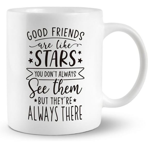 Friends Coffee Mugs, Good Friends Are Like Stars Coffee Mug Ceramic, Christmas Birthday Gifts For Women Friends, Friendship Gift For Female Mug Cup Tea Cup 11oz