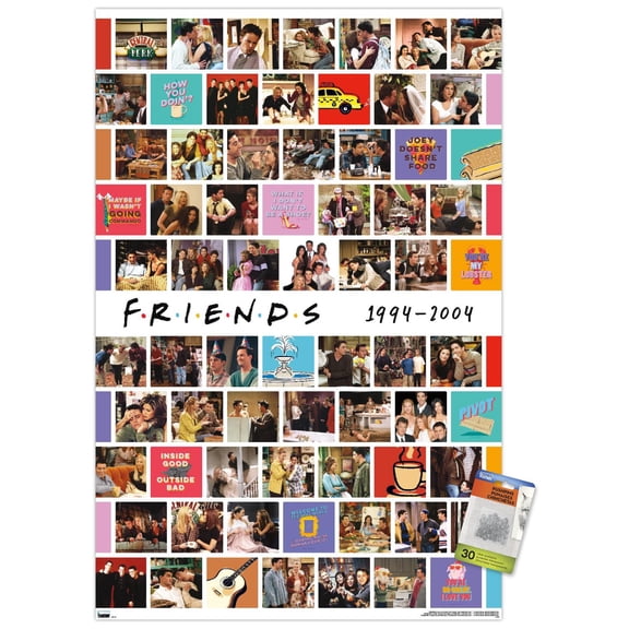 Friends - Collage Wall Poster with Push Pins, 22.375" x 34"
