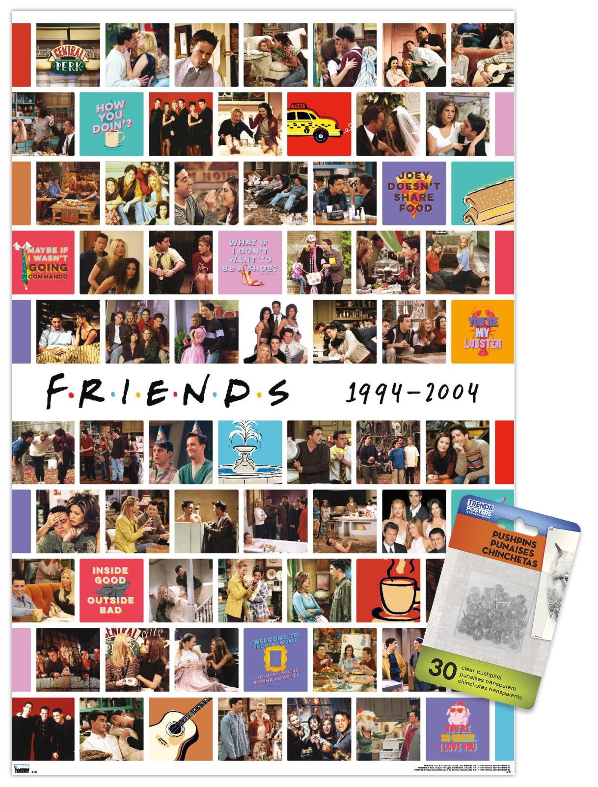 Friends - Collage Wall Poster with Pushpins, 14.725" x 22.375"