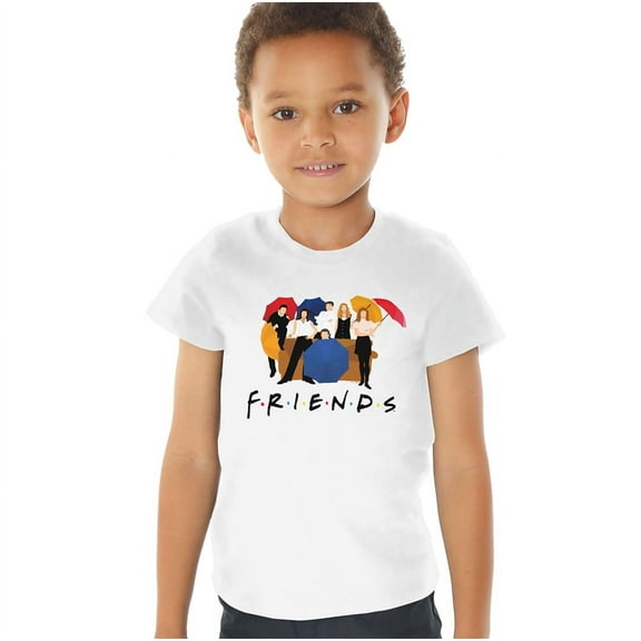 Friends Color Cut Out Kids T Shirt (3) for Toddler Boys and Girls, White