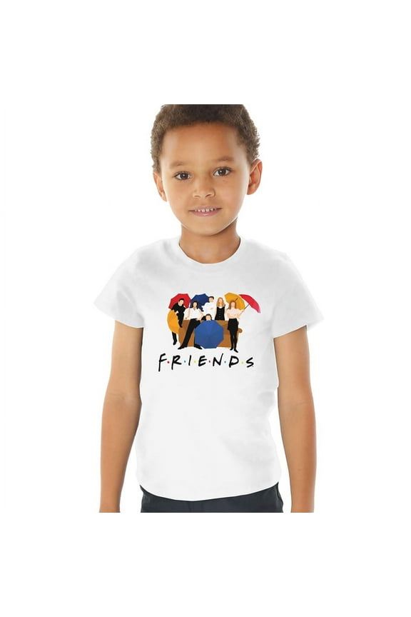 Friends Color Cut Out Kids T Shirt (4) for Toddler Boys and Girls, White