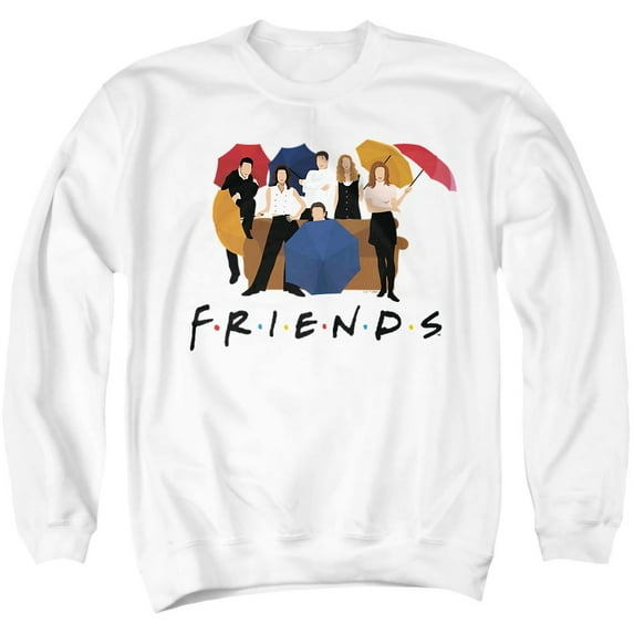 Friends Color Cut Out Unisex Adult Crewneck Sweatshirt, White, Medium