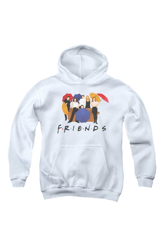 Friends Color Cut Out Youth Kids Boy/Girls Pull-Over Hoodie, White, Medium