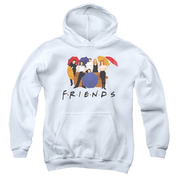 Friends Color Cut Out Youth Kids Boy/Girls Pull-Over Hoodie, White, Small