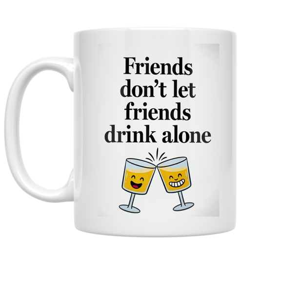Friends Dont Let Friends Drink Alone - Friendship Enthusiast - 11 oz Ceramic Coffee Mug