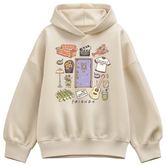 Friends - Door Collage - Women's Oversized Fleece Hoodie Sweatshirt